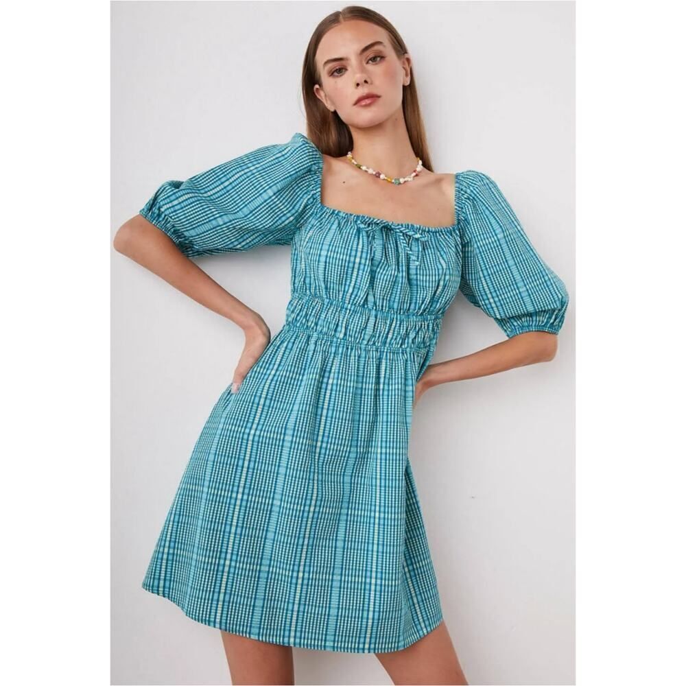 RAILS Brenda Check Cotton Blend Seersucker Mini dress sz XS